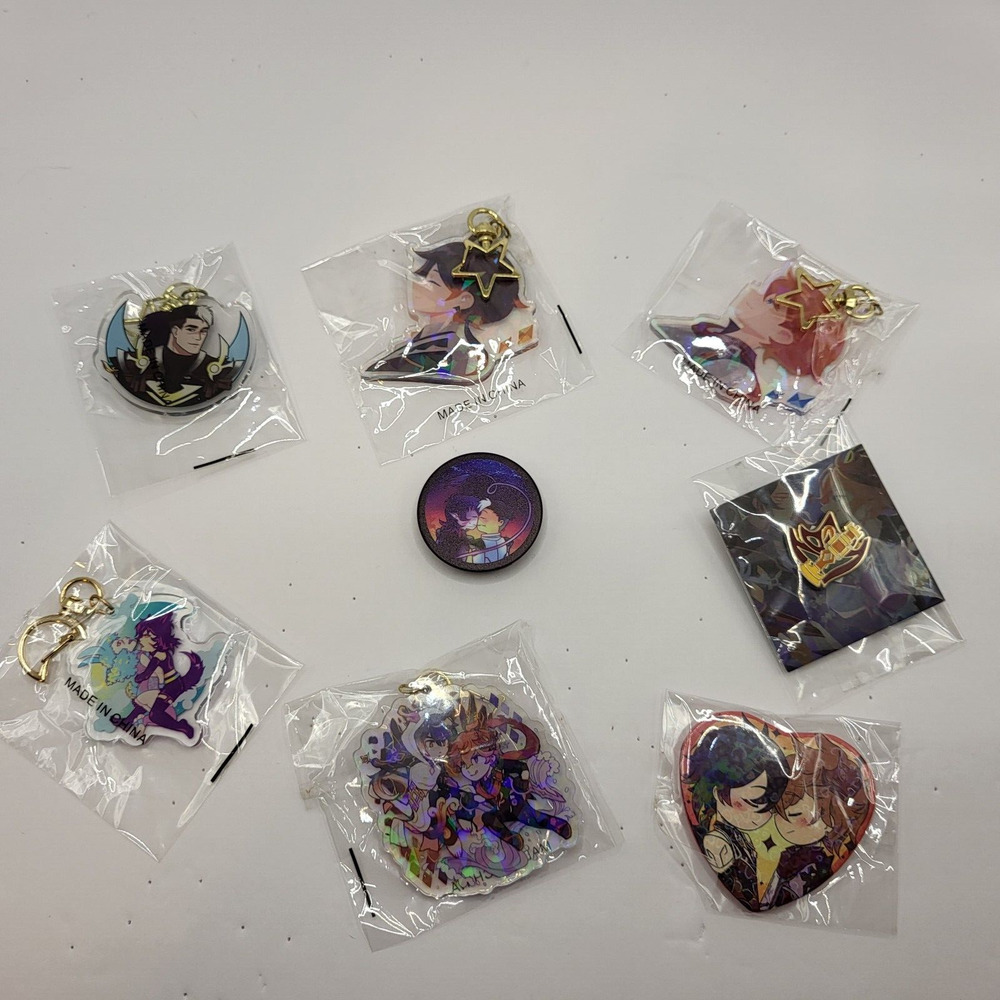 Large Collection of 8 Sheith Doujinshi Keychains and Pin Comics USA Seller